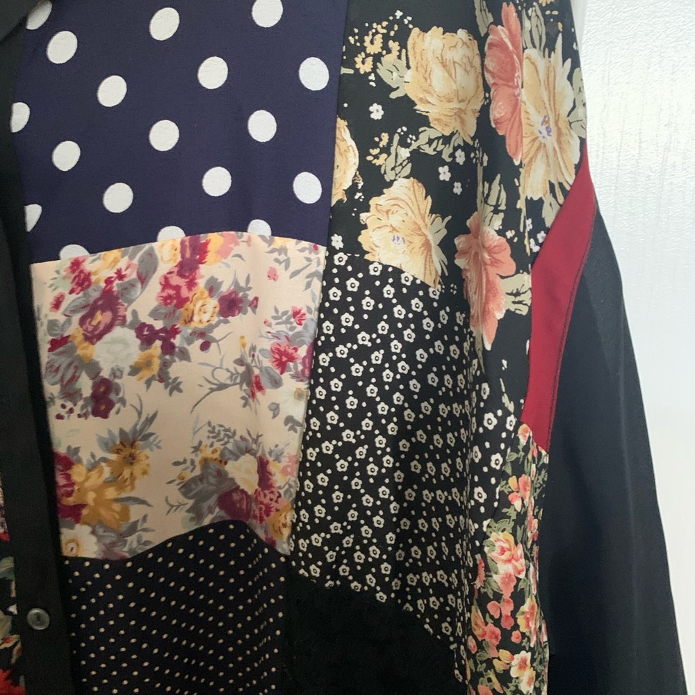 Express 90s Oversized Blouse Patchwork Large - image 3